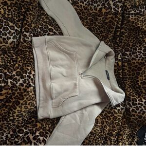 Cream Half-Zip Women's Sweatshirt